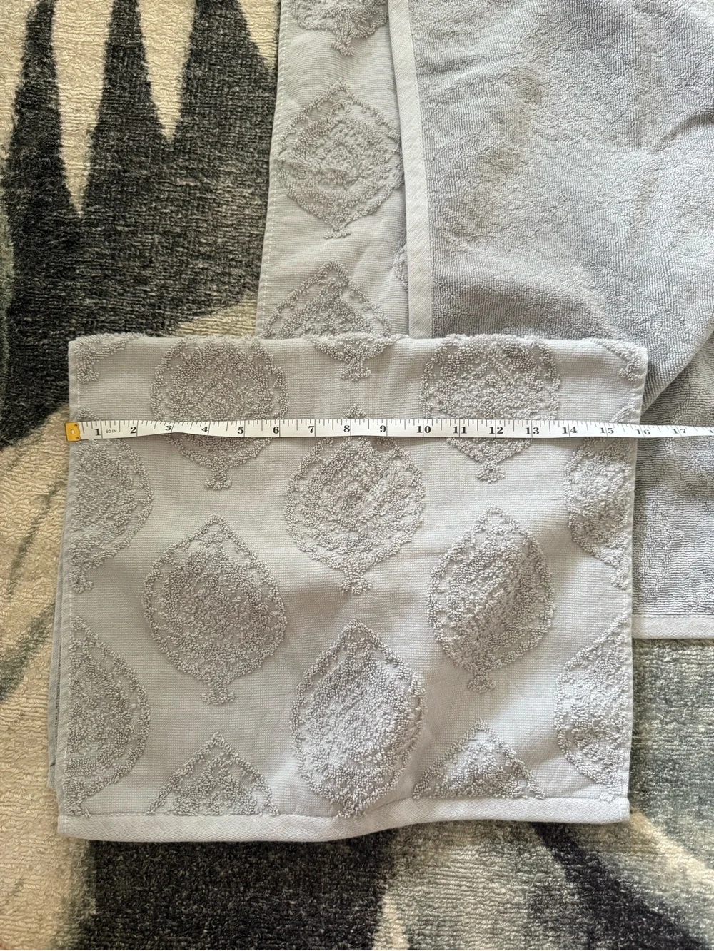 Light Gray Patterned face and Bath Towel - Unbranded